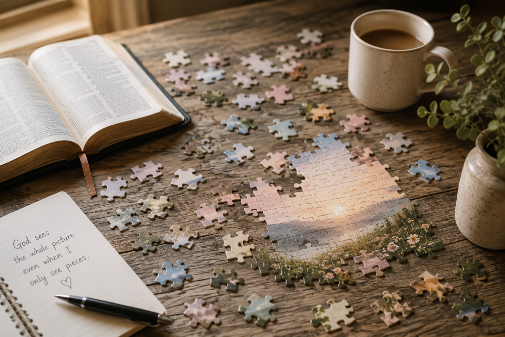 Image of a scattered puzzle on a table