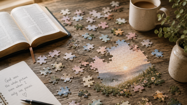 Image of a scattered puzzle on a table